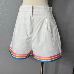 Main Strip White Striped Shorts Tennis Casual Pink Blue Orange, Large